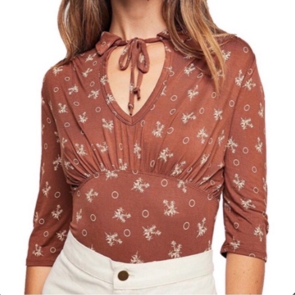 Brown and cream Free People Soraya top